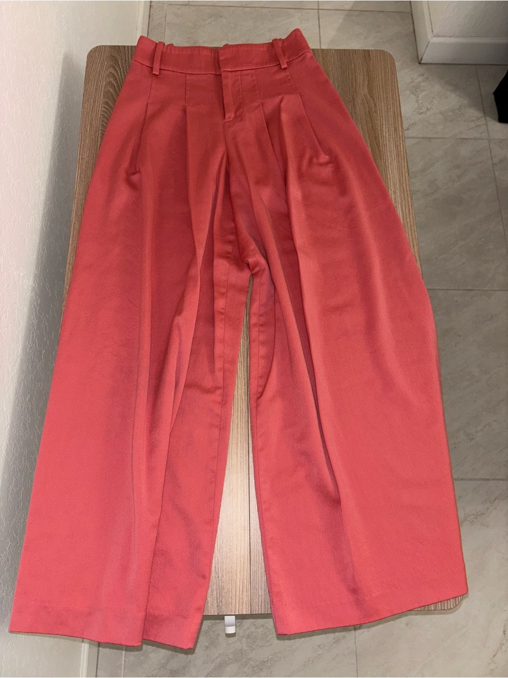 Alice + Olivia Wide Leg High-Rise Pants in Coral-Pink